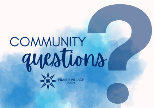 Images that says community questions in blue font